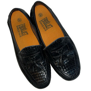 Brass Boot Handmade Men’s Black Woven Leather Loafers Sz. 9.5